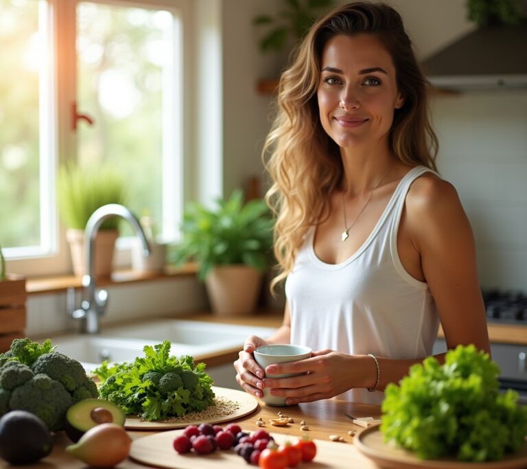 Flaxseeds and cruciferous vegetables on cutting board