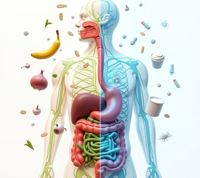 Variety of prebiotic-rich foods like garlic and onions