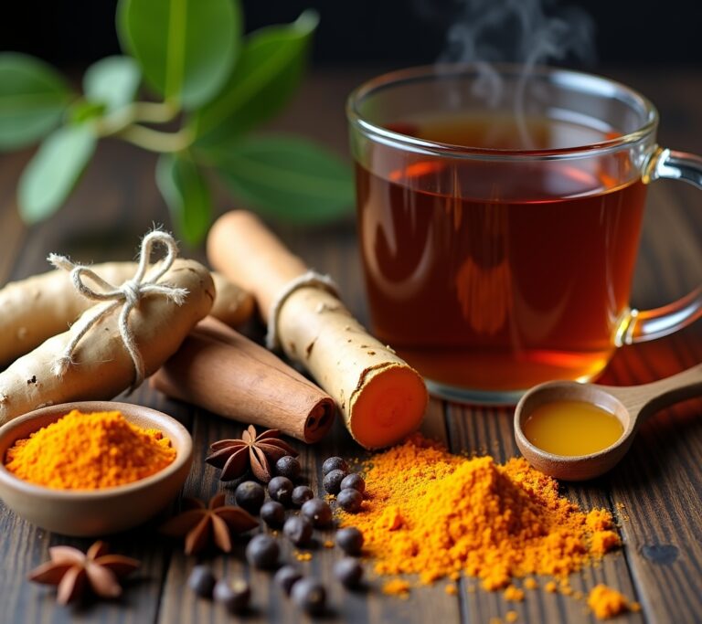 Colorful spice collection in wooden spoons