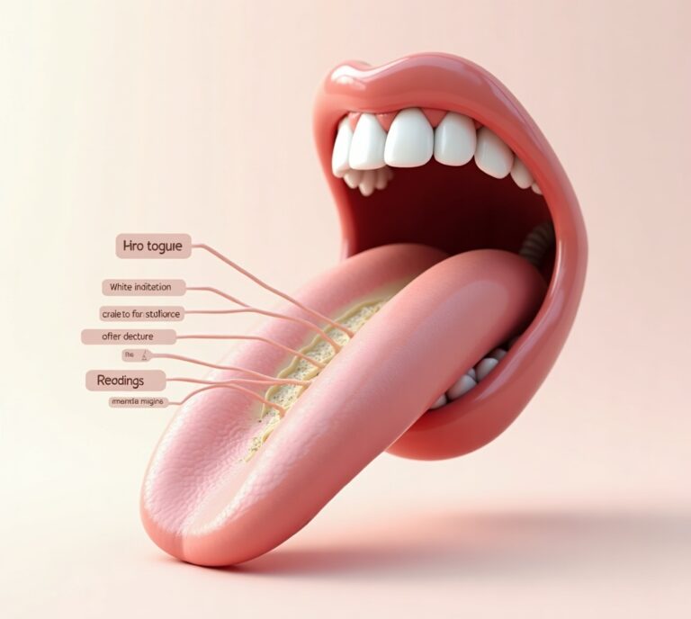 Close-up of healthy tongue in natural light