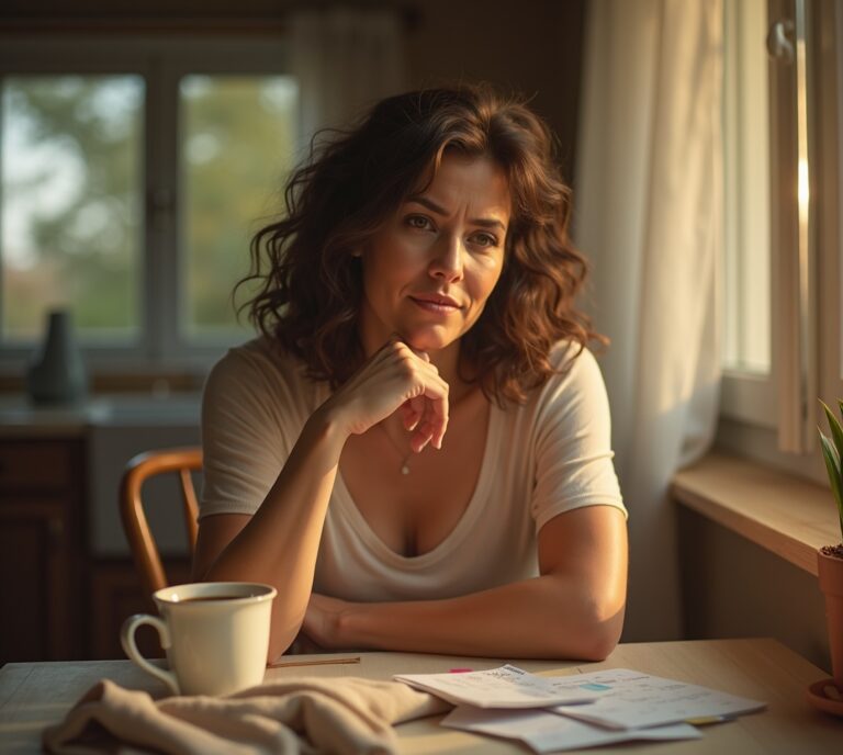 Woman in her 40s journaling symptoms